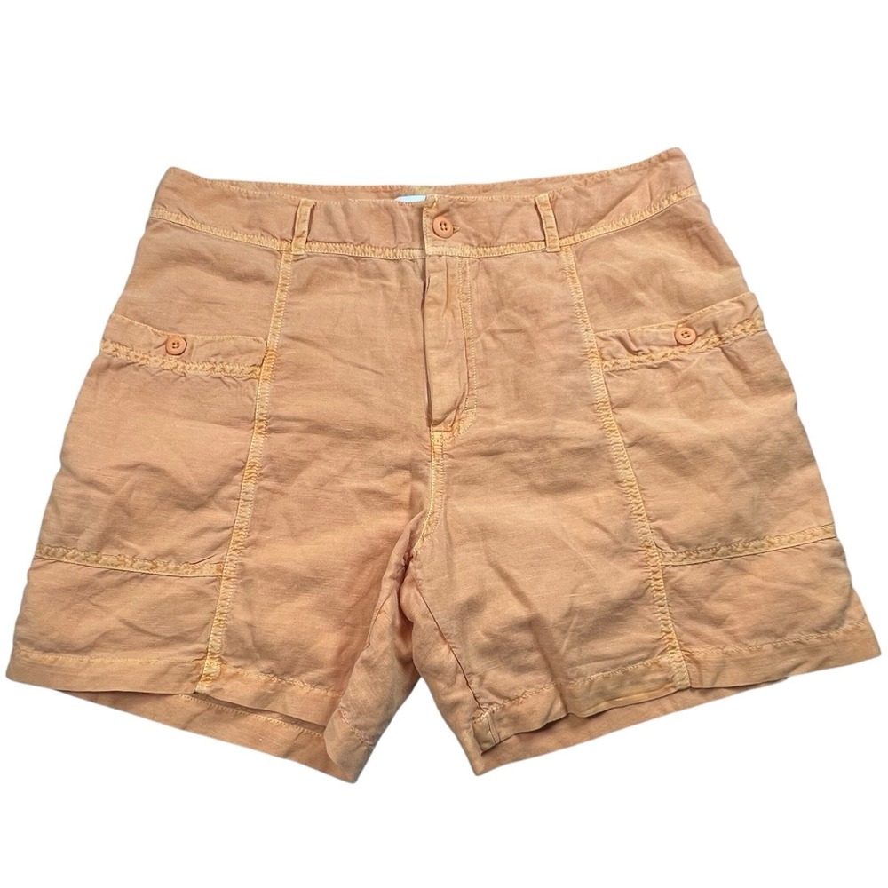 Sundance Womens Medium Orange Linen Cotton Blend 5" Inseam High Rise Shorts